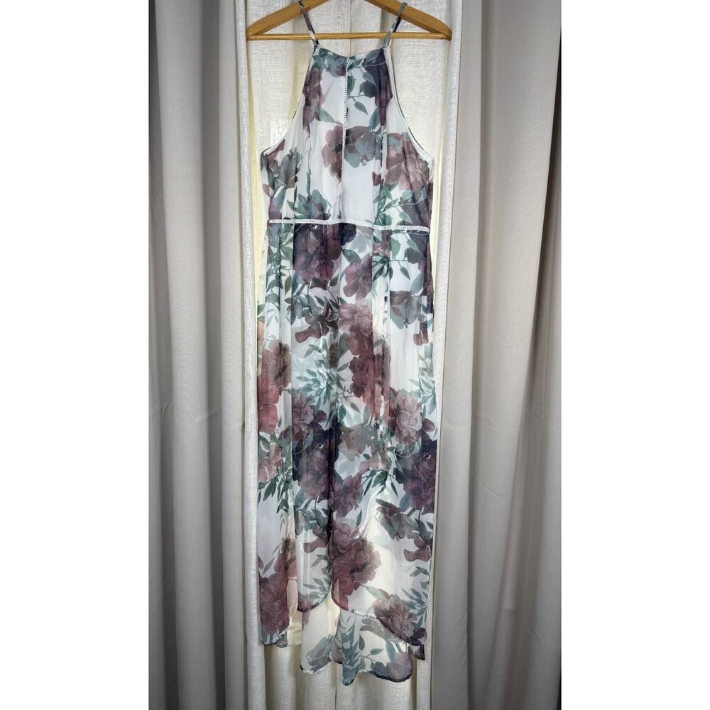 Y2K Charlotte Russe 1X Floral Chiffon Handkerchief Hem Dress Fairycore Whimsigot
